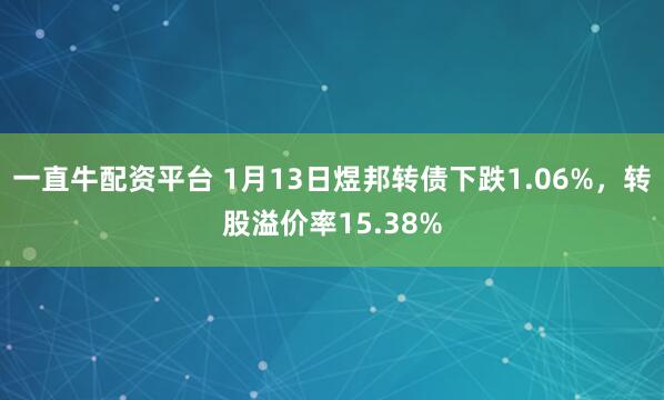 一直牛配资平台 1月13日煜邦转债下跌1.06%，转股溢价率15.38%